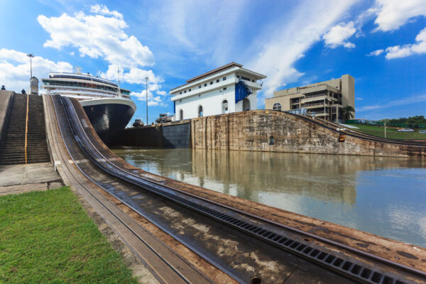 vessel moving cargo through the panama canal after the neopanamax locks have been completed