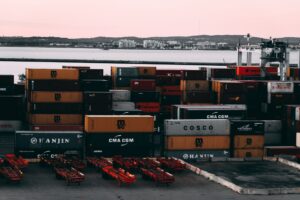 a port with containers present despite the global container shortage