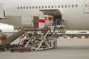 Cargo being loaded into aircraft